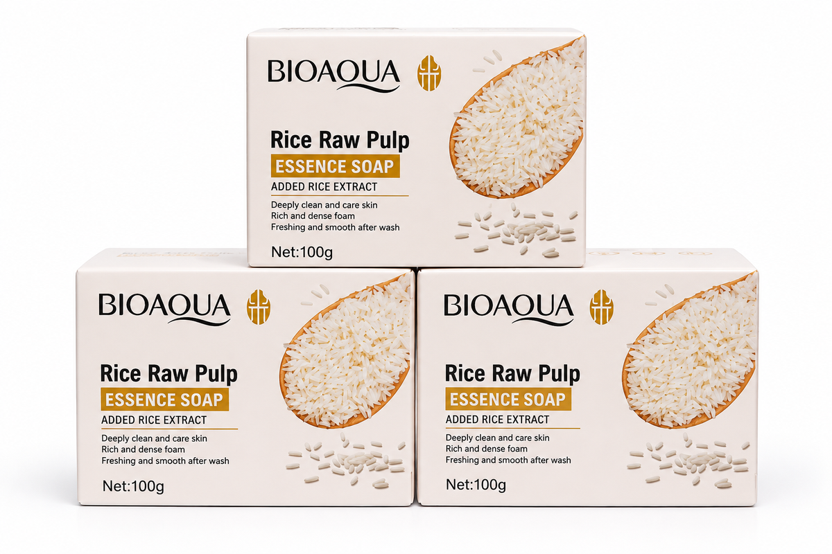 BIOAQUA Rice Raw Pulp Essence Soap – Jabón Facial de Arroz 100 g.