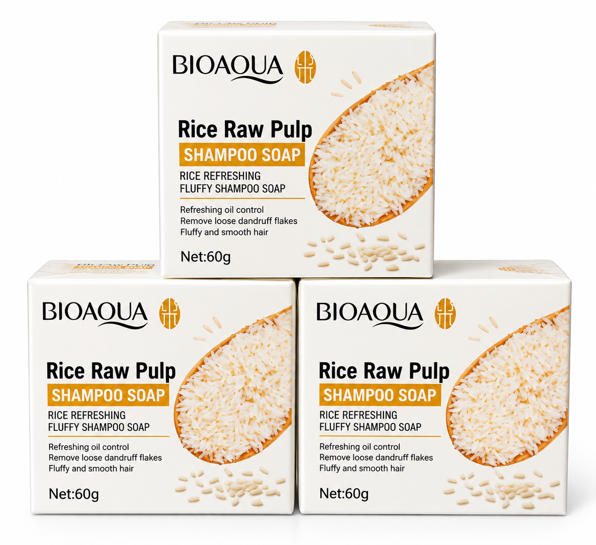 BIOAQUA Rice Raw Pulp Shampoo Soap – Jabón Champú de Arroz 60 g.